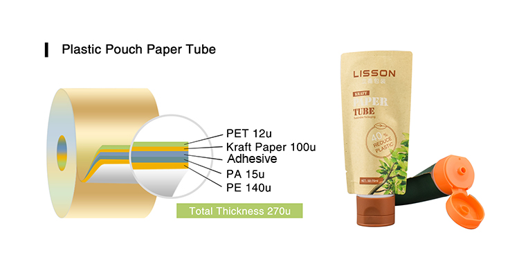 플라스틱 파우치 종이 튜브 구조
