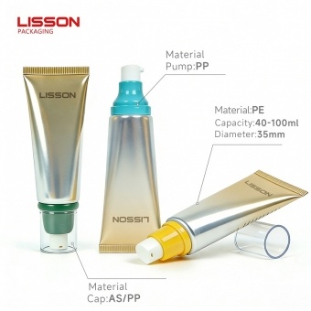 볼록한 펌프가 달린 화장품 튜브