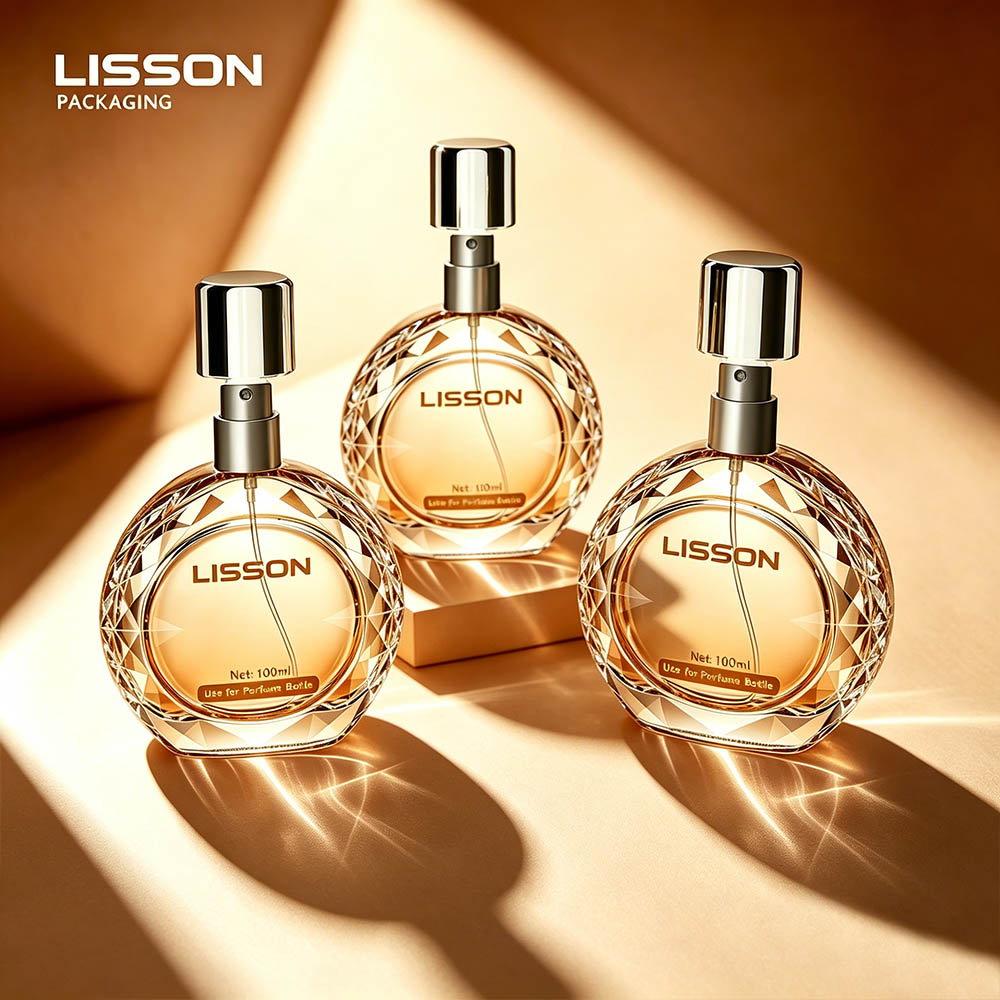 Diamond-Cut Round Perfume Bottle