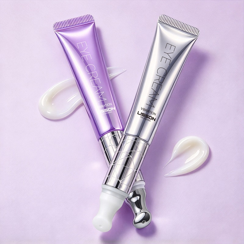 Cosmetic squeeze tube with massager